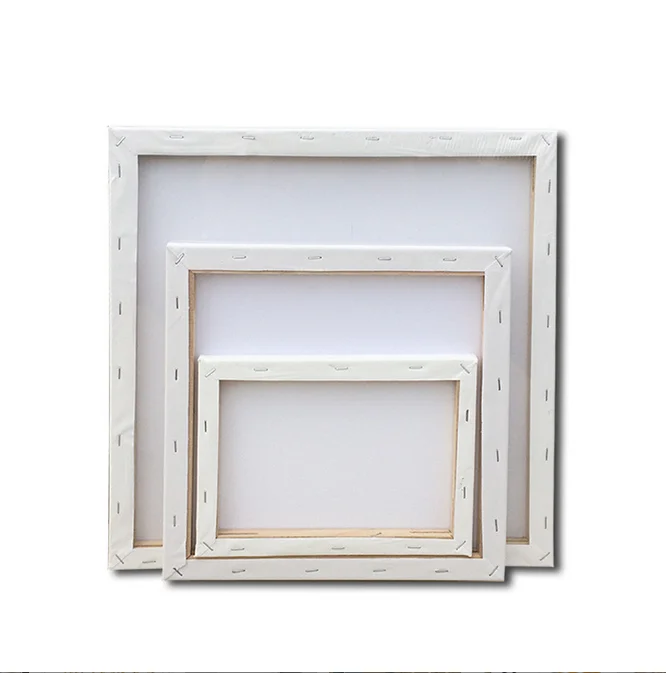 Custom Size 100% Cotton Stretched Canvas Board with Wood Frame for Oil Painting - Matte Finish White 380g Thickness