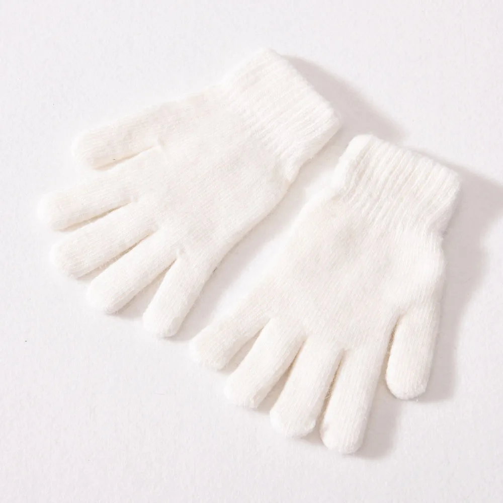 Весенне-зимние перчатки из микрофибры, кашемировые вязаные варежки, высококачественные детские теплые детские вязаные перчатки с пальцами для улицы