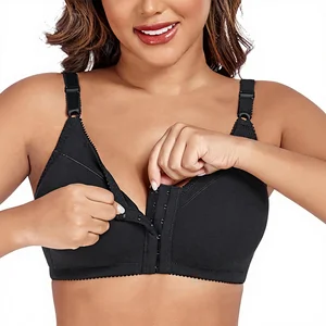 DotVol Women Front Closure Cotton Wire Free Solid Unlined Comfort Everyday Bra