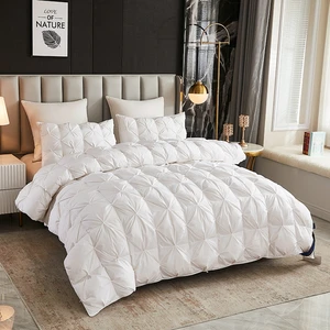 Pinch Pleat  Down Comforter Queen Size Duvet Insert Cotton Fabric for Hotel Home Use