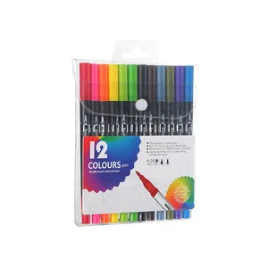 Kids Non-Toxic 12,24  Watercolor Pen Marker Set Plastic Double End for Drawing