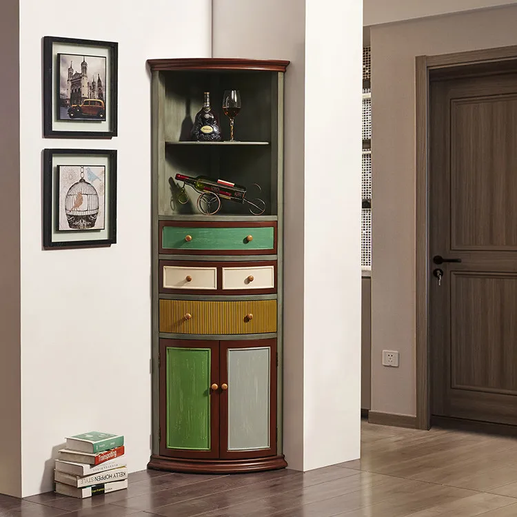 High-End Design Metal Corner Cabinet Decorative Display Home bar Art Living Room Furniture
