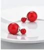 shell-bead ear studs (red)