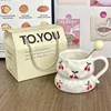 [Gift Box Set with Round Cup and Spoon] Hand-Squeezable Cup - Cherry