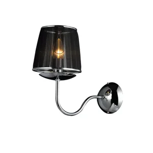Hotel Chromed Wall Lights for Home Fabric Lampshade Wall Lighting Modern Led Sconce Wall Lamp Indoor