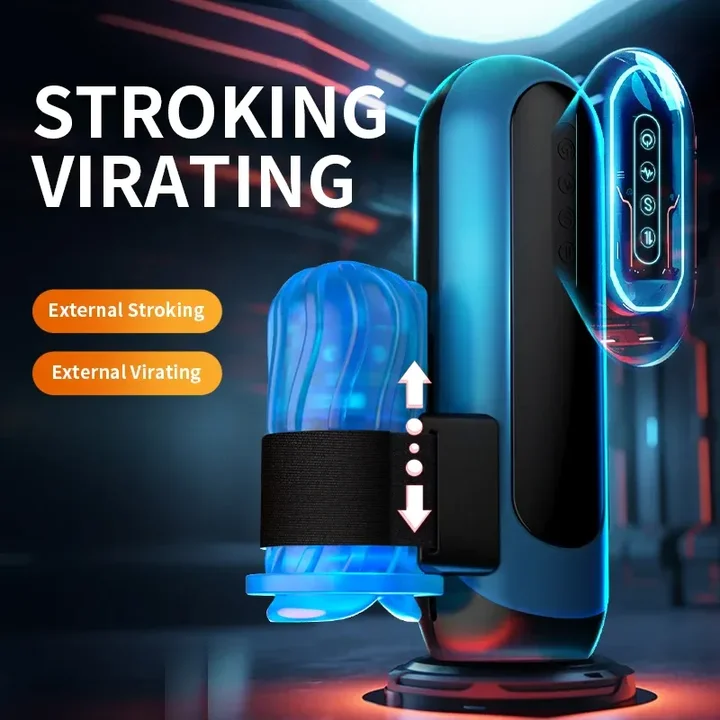 Original Multi Adapteable External Auto Stroker Masturbator with 7cm Thrusting 10 Vibrating Male Masturbator Cup Sex Toy for Men