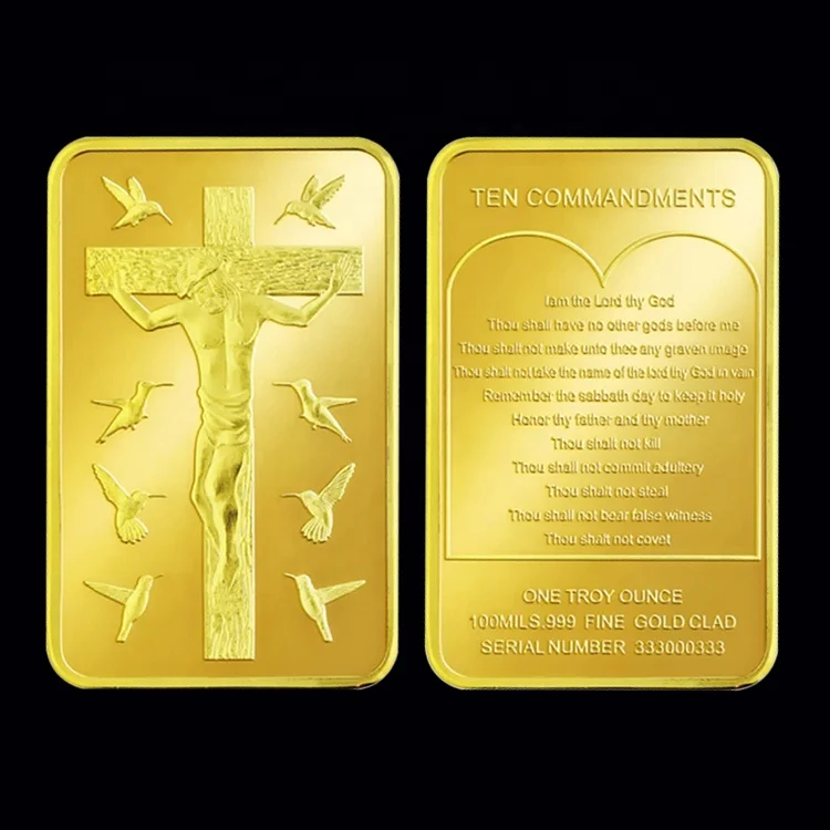 Gold-plattierte Jesus Bar Münze – Christliches Sammlerstück, Einzigartiges Geschenk Oder Souvenir