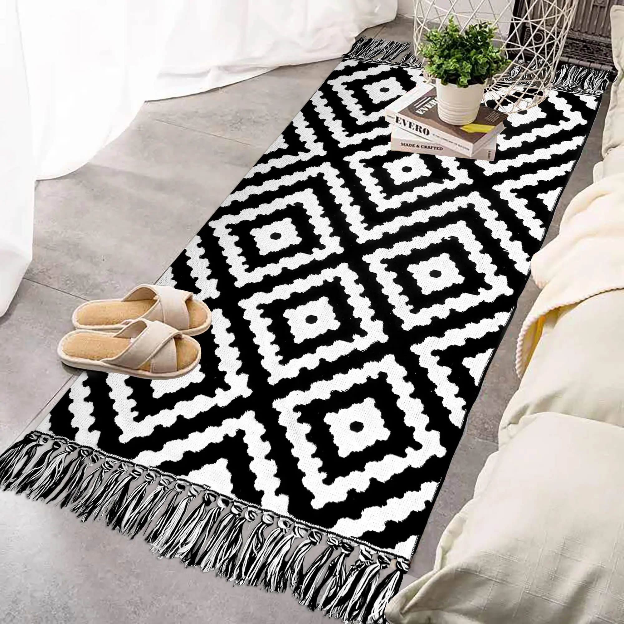 Bohemian Bathroom Rugs Geometric, Reversible, and Stylish