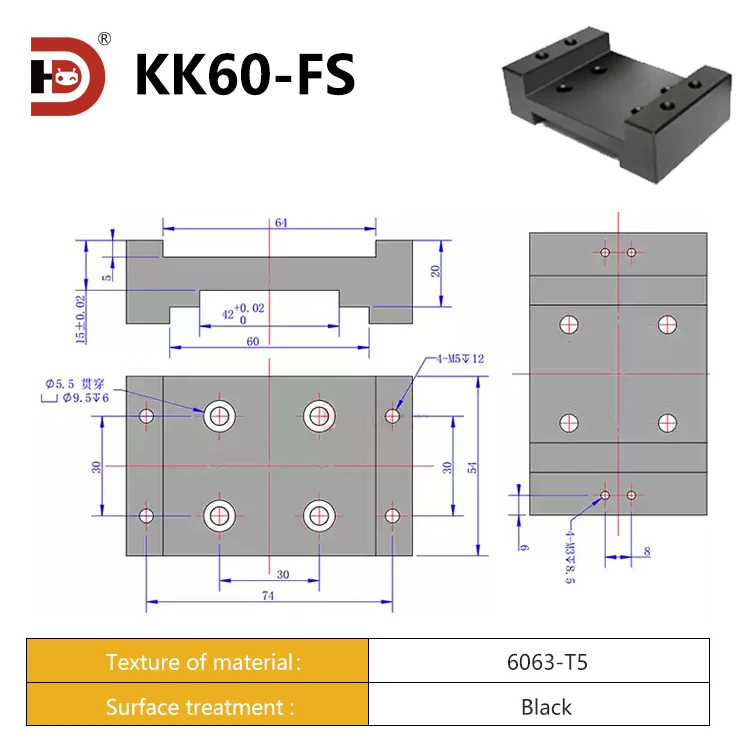 Hengdong KK Module Accessories 50/60/86/100 Module Aluminum Alloy Fixed Platform U-shaped Seat factory