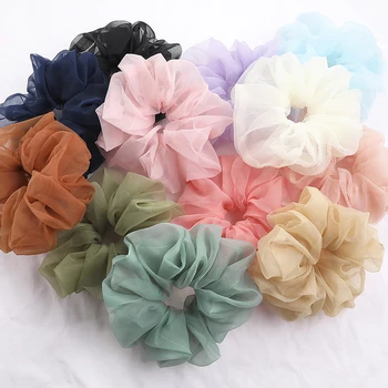 Song May Organza Large Hair Tie Big Scrunchies Women Accessories Transparent for Hair Solid Color 10 Colors 2022 Hot 5-7days Songmei 00