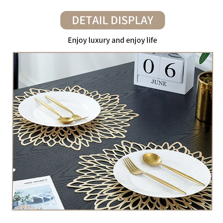 Starunk Pressed Vinyl Placemats Heat Resistant Pvc Hollow Flower