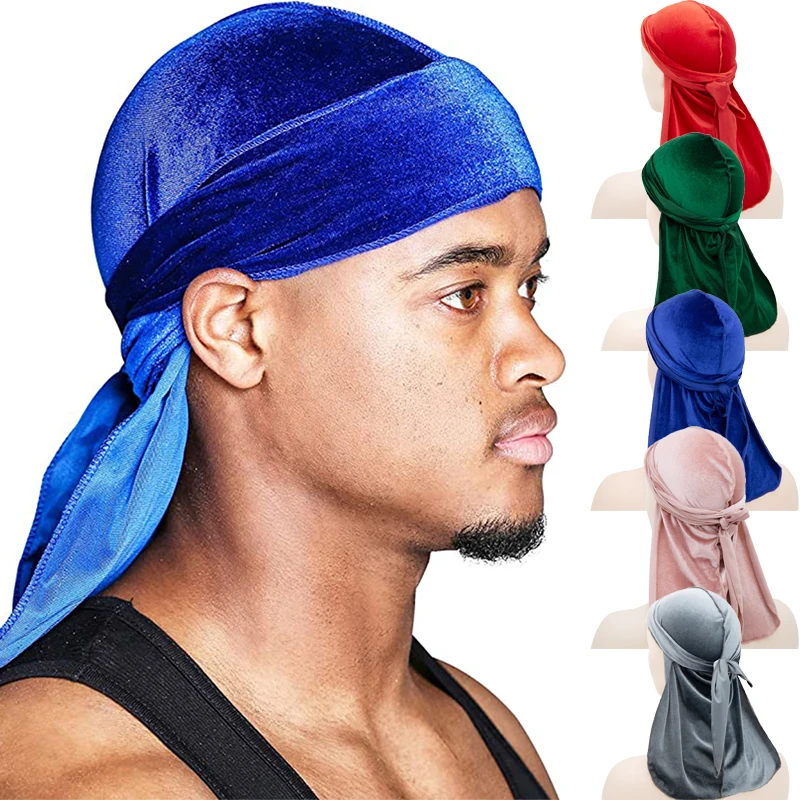 Хип-хоп на заказ Роскошные волнистые мягкие эластичные бархатные шелковые повязки голову шелковистые мужские дураги для мужчин
