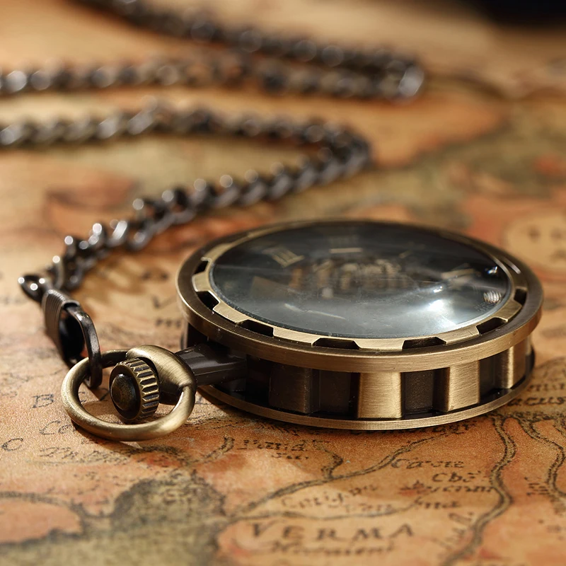 Montre à Gousset Mécanique Rétro Coeur Noir Hunter Hunter SteamPunk - Chaîne 30cm