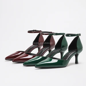 6002-4 Hot Selling High Quality Fashion Elegant Women High Heels Shoes Hollow Pointed Toe Mid High Heeled Sandals Ankle Strap