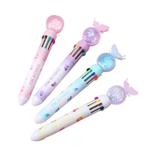Creative Animal 0.5mm Ten-Color Ballpoint Pen Sequin Design Student Stationery Oil-Based Pen Girl Heart Colorful Journal
