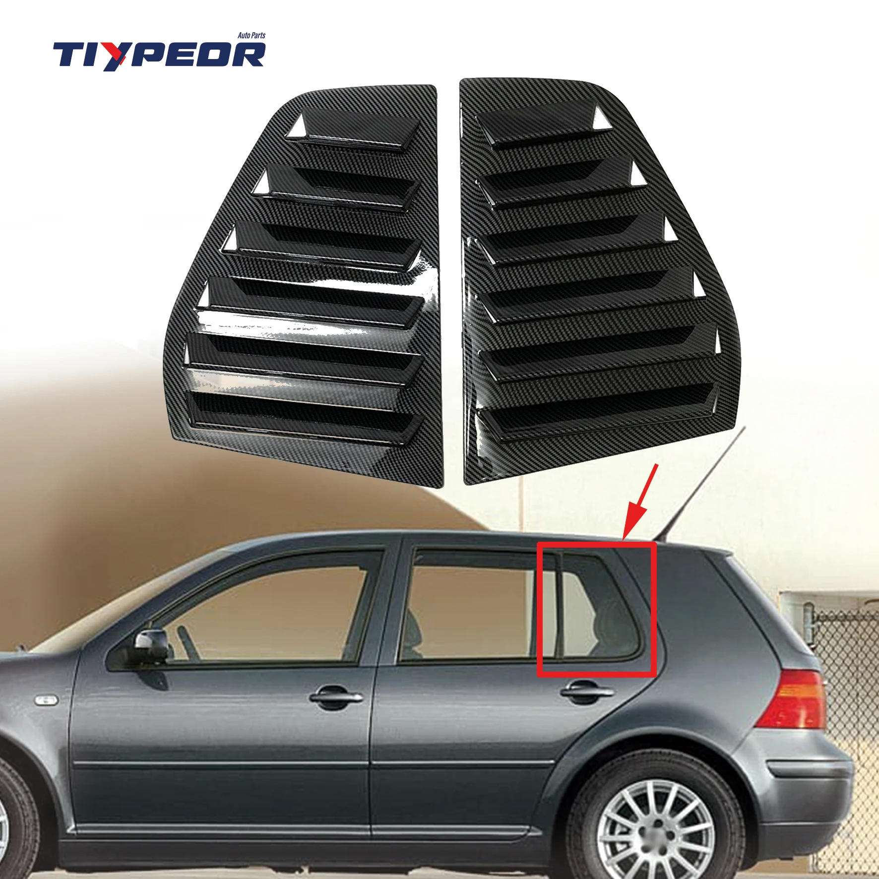 product abs triangular rear window for vw golf 5 2005   2007 window louvers shutters blinds cover exterior parts spoiler-3