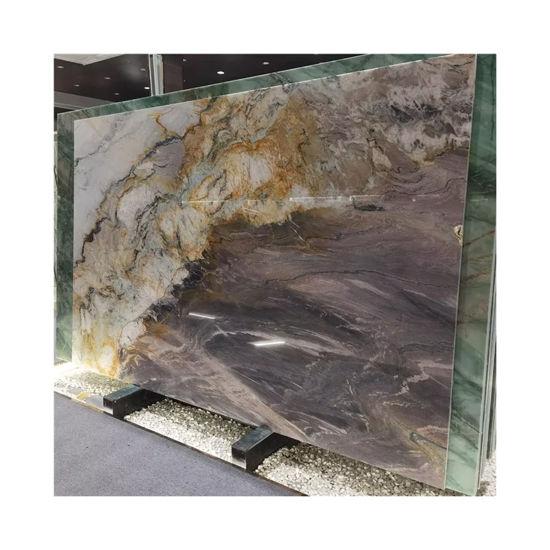 Natural Purple East Quartzite Backlight Led Exotic Stone Slab for Villa Tv Wall Design