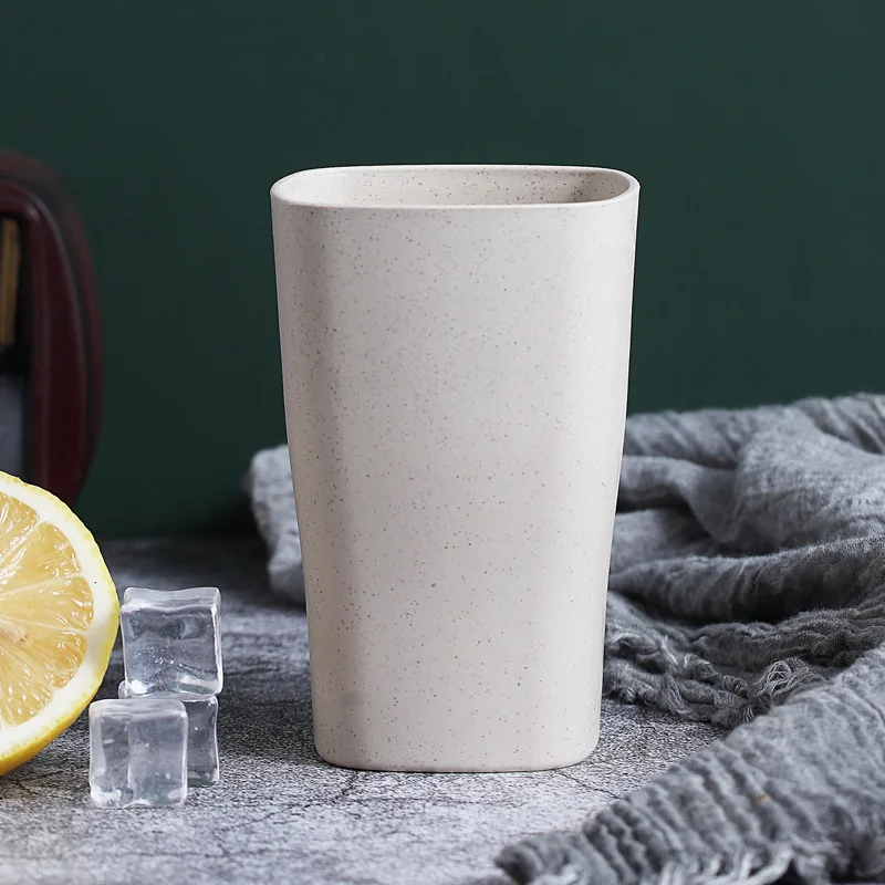 Оптовая продажа, пшеничная солома, экологически чистые квадратные чашки для питьевой воды, кофе, молока с логотипом клиента