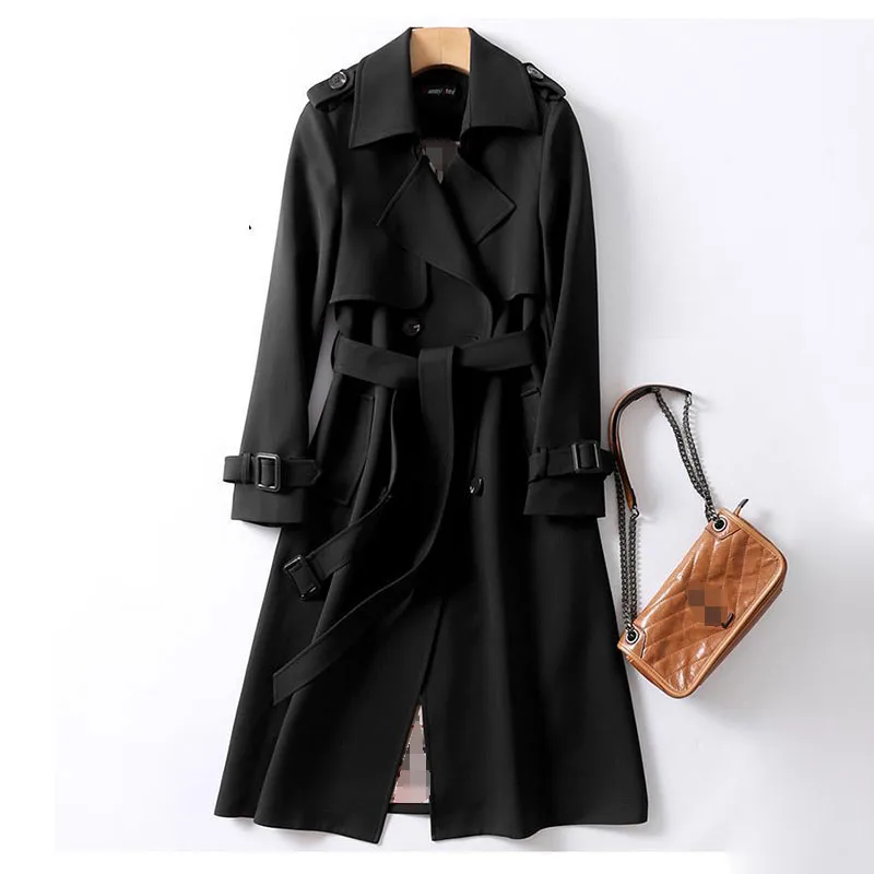 New Spring Autumn Korean Popular British Over-the-knee Overcoat Mid ...