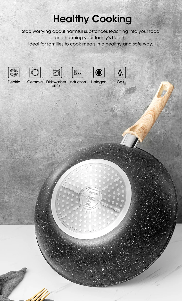 Asd 5pcs Nonstick Marble Coating Aluminum Cookware Set Marble