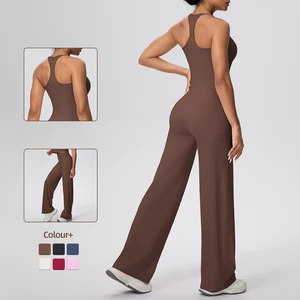 New Design Fitness Custom Women 2 Piece High Waist Elastic Quick Dry Sports Lightweight Sleeveless Yoga Wear Set