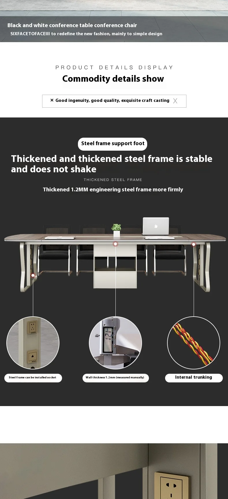 Luxury High-grade 2.4 Meters Modern Conference Table with Customized Large Size Factory New Chairs Wood Material
