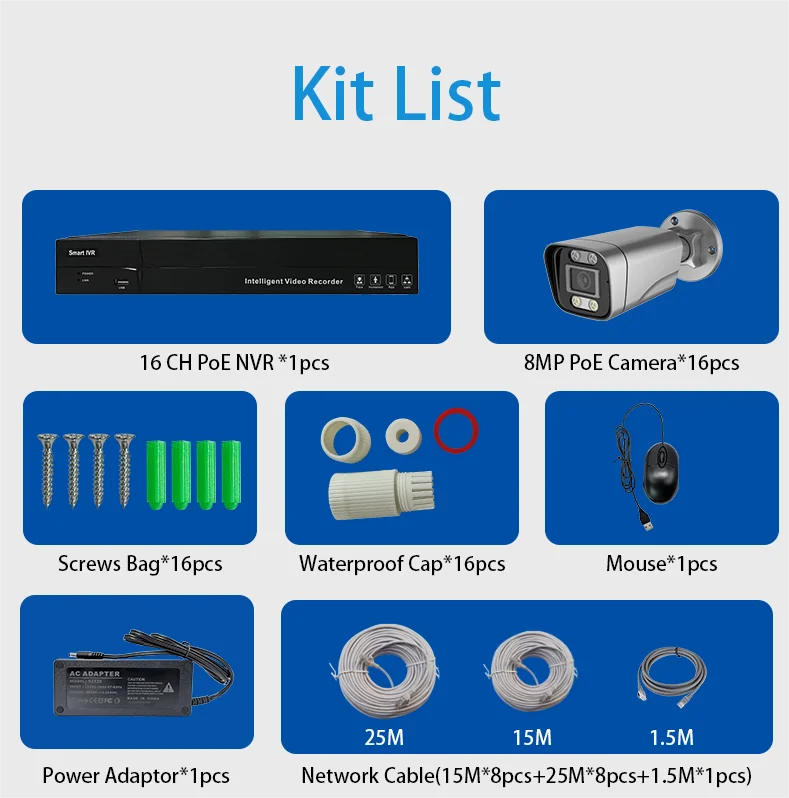 Smartsf Cheap Camera System 8mp 16ch Surveillance System Cctv Kit