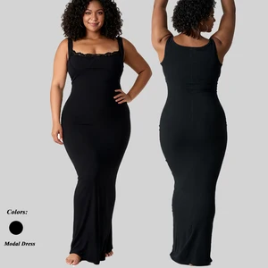 Women's Soft Lounge Lace Dress with Bralette Elegant Bodycon Maxi Dress Square Neck Sexy Lace Trim Dress