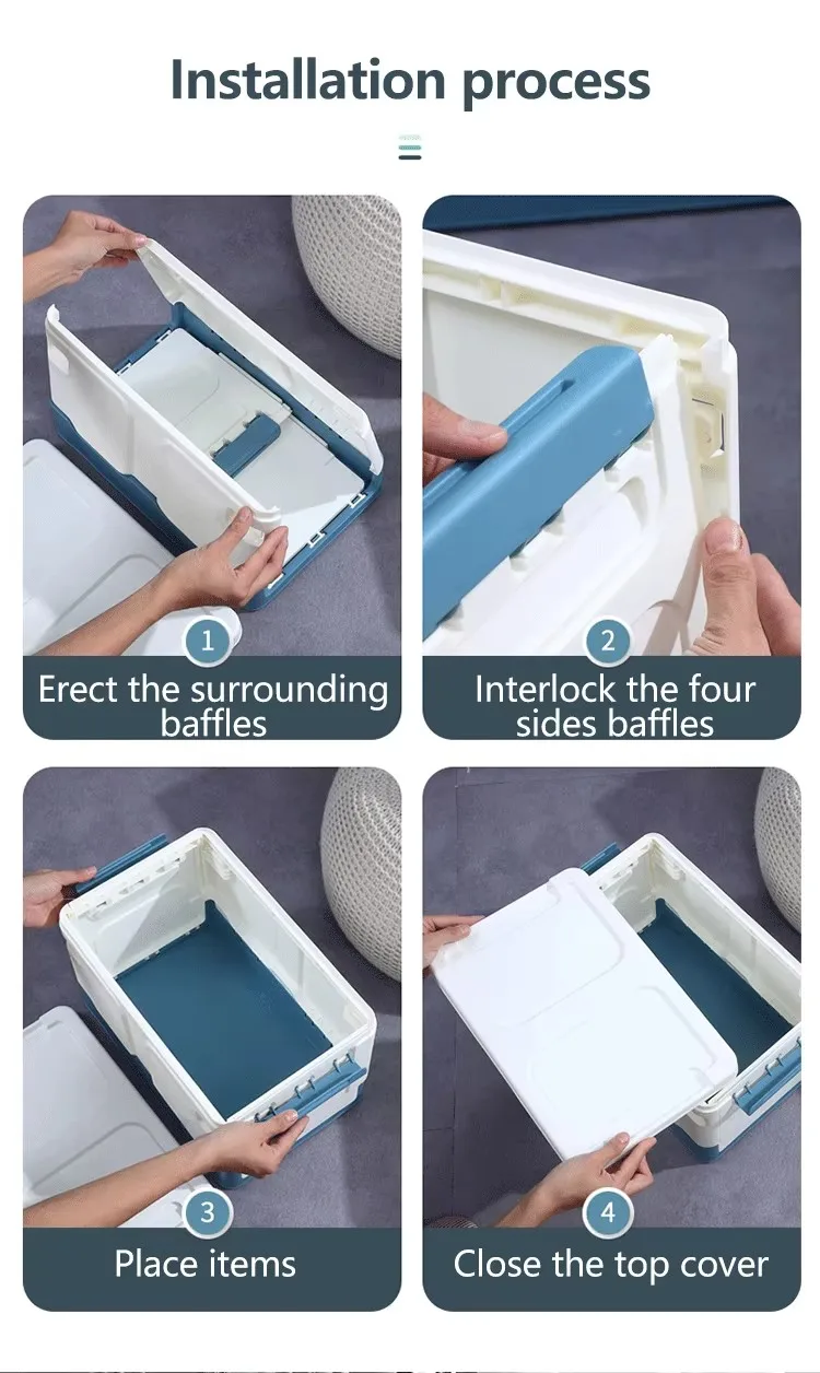 Compact Rectangle Office Organizer Stackable Foldable Storage Bin with Lid for Book Toy Clothing Sundries for Office Home Use details