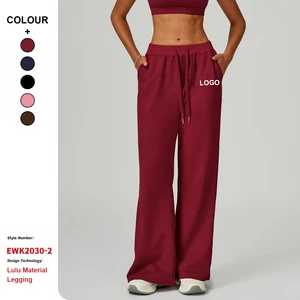 High Waist Loose-Fit Sweatpants Drawstring Straightleg Casual Trousers Versatile Women Sports Jogging Sweatpants With Pockets