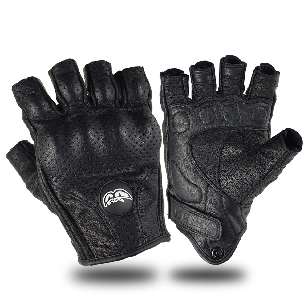 Перчатки мужские кожаные для езды на мотоцикле дышащие велосипедные полуперчатки ударопрочные велоспорта и активного отдыха сенсорных экранов летние