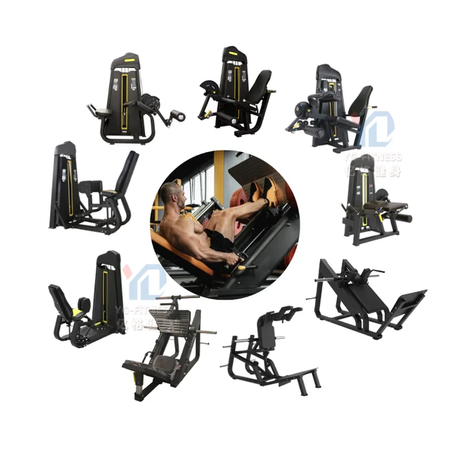 Popular Professional  Leg Press Machine Hack Squat Gym Equipment Leg Curl  and Hip Abductor Full Fitness Sets for Gym Use