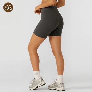 Wholesale Custom Logo Fitness Yoga Wear Women Biker Shorts Butt Lift Scrunch Shorts with Pockets