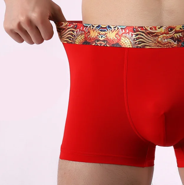Aobiono Chinese New Year Men Red Underwear Boxer Briefs FA CAI Lucky  Panties Spring Festival Trunks Shorts Birth Animal Year