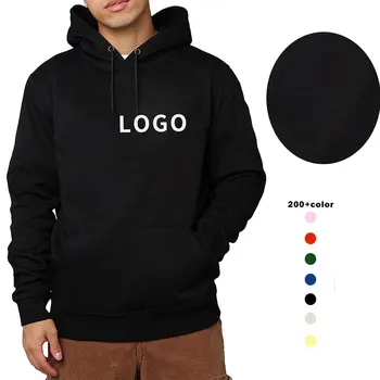Custom design black men plain cotton thick heavyweight hoodie blank high quality pullover hoodies