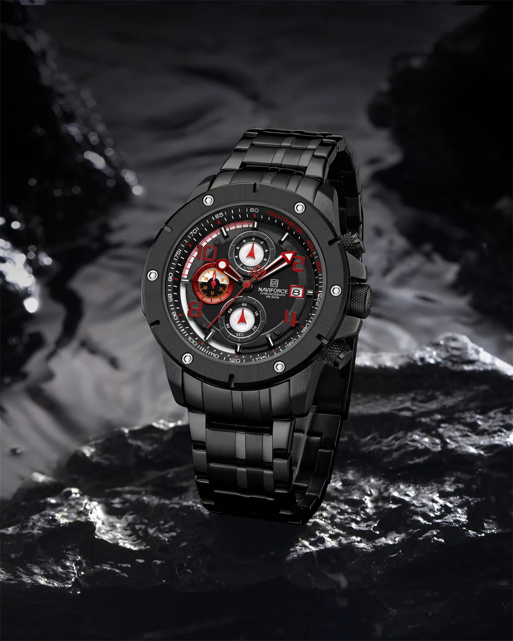 NAVIFORCE 8056 BRB Reloj de cuarzo de negocios de lujo para hombres  Logotipo personalizado Reloj de pulsera resistente al agua Diseño Correa de  acero