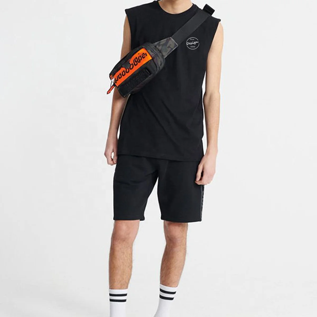 Wholesale High Quality Men’s Quick Dry Gym Sleeveless T-Shirts Solid Vest Spandex / Cotton Tank Tops Summer Singlet Men