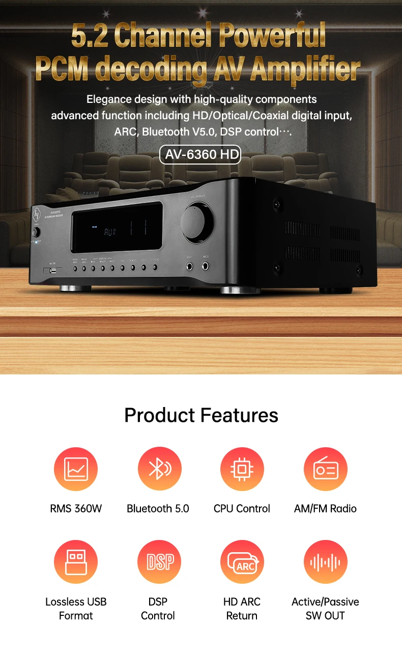 Hypersound Professional 5.2ch Hd Surround Sound Av Amplifier For Home Theater Buy Power