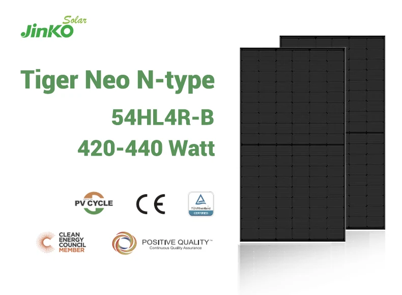 Jinko Solar Panel All Black Bifacial Dual Glass Tiger Neo N Type 420W ...