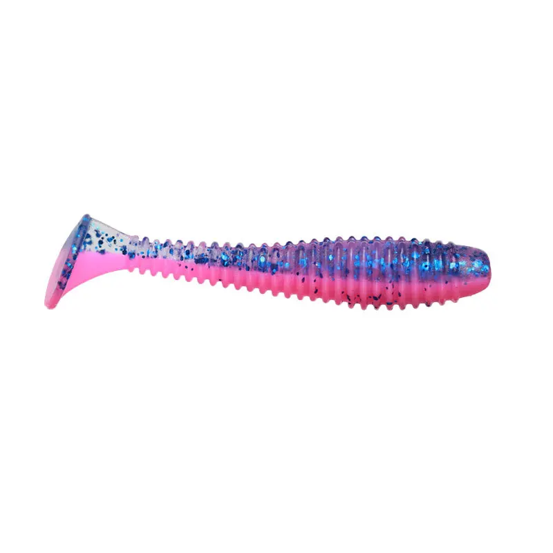 Bulk Easy Shiner Screw t Shape Paddle Tail Swim Baits Soft Plastic Fishing Lures Silicone Worms Softlure