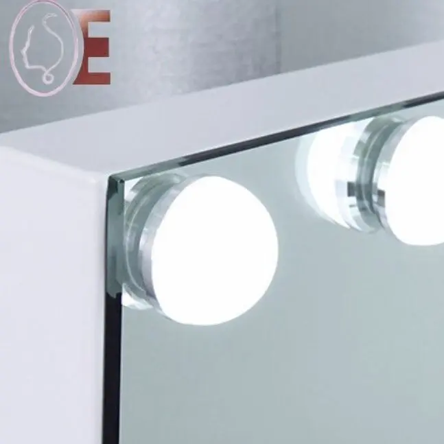 Smart Round Makeup Mirror with 14 Light Bulbs and LED Vanity Mirror for Modern Dressing Room