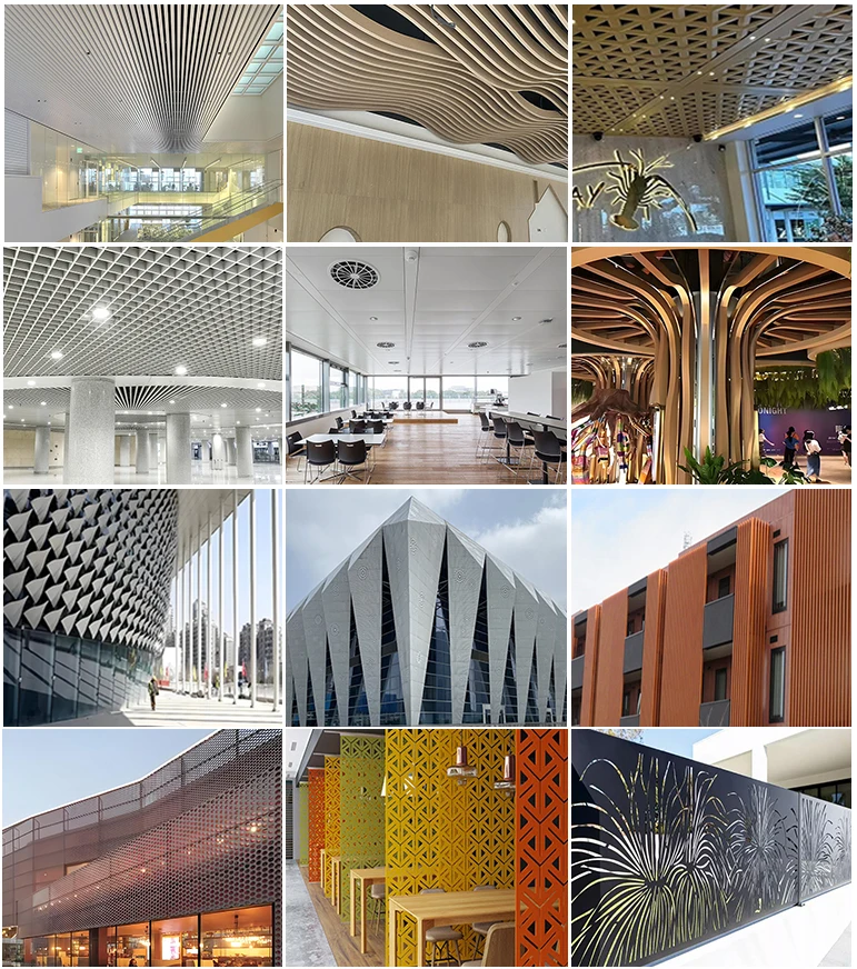 Timber Wood Look Aluminium Cladding Profile Aluminum 3d Ceiling Panel for Mall Hotel Home Decoration