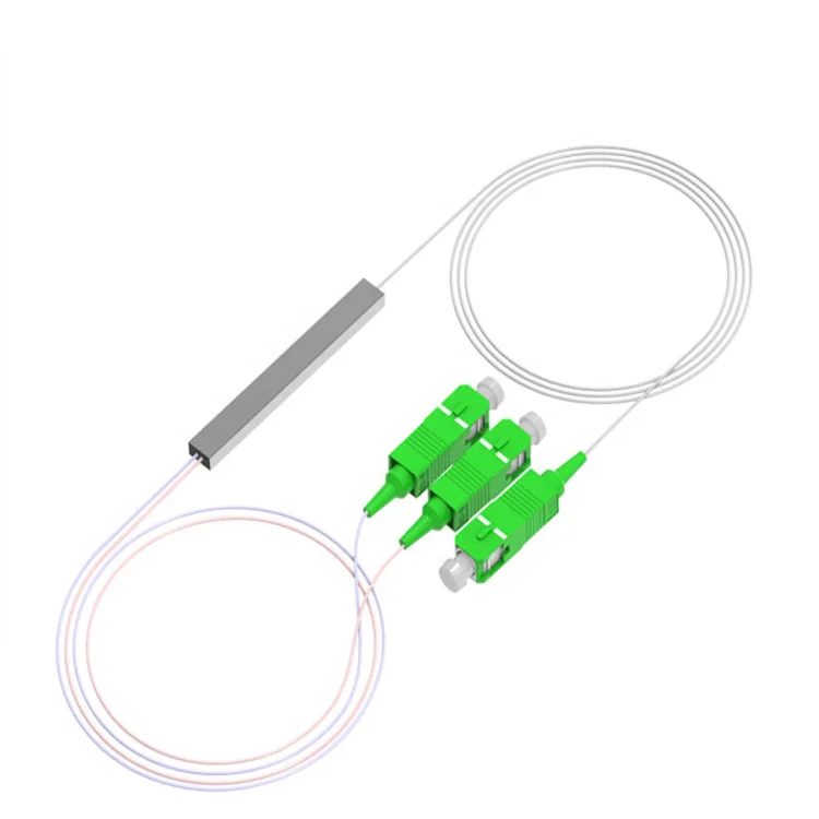 PLC Steel Tube Type FTTH Fiber Optical Splitters 1x8 1x4 1x2 Splitter Ratio PLC Splitter