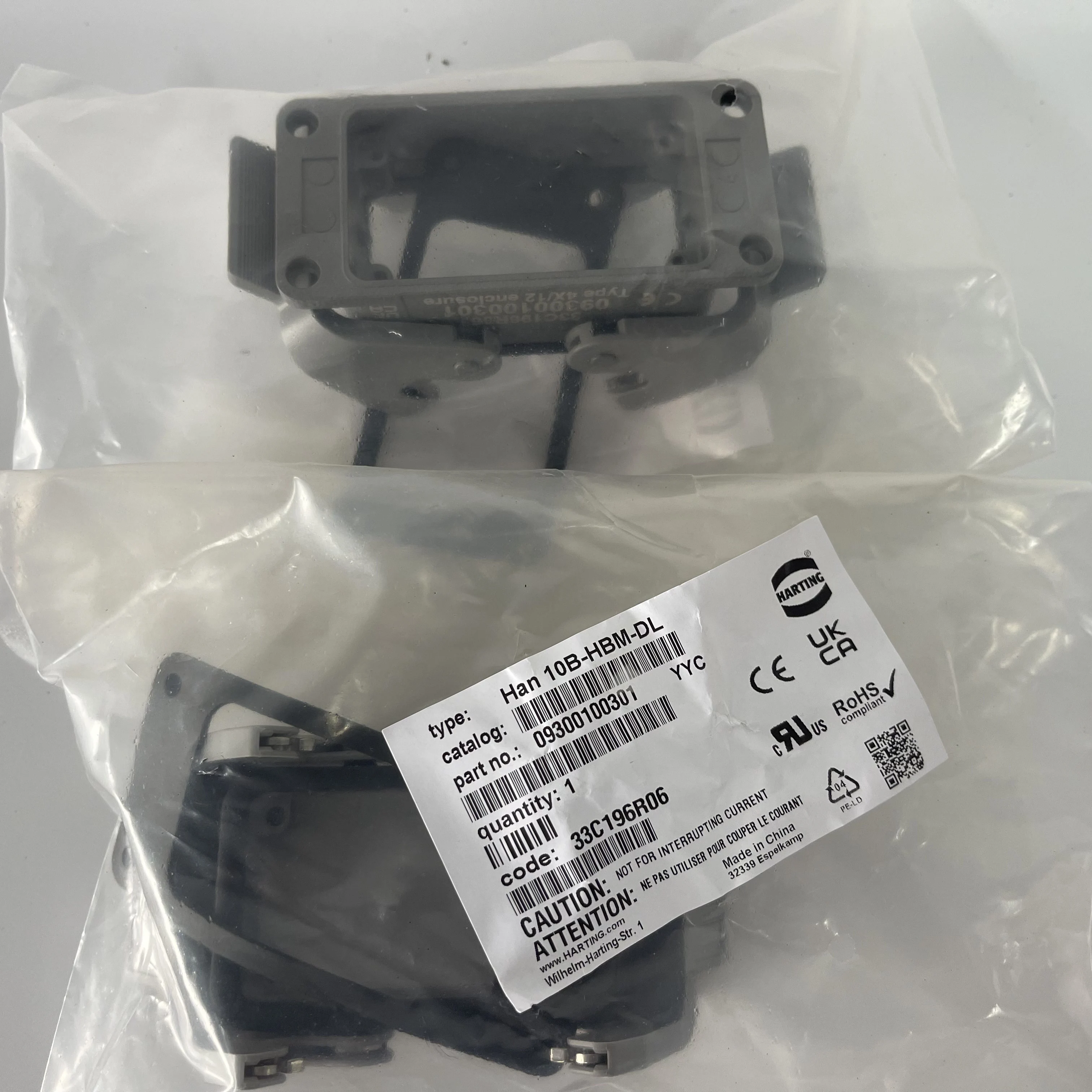 HARTING Han Connector Housing Han 10B-HBM-DL 09330100301 HARTING Han Connector Housing Han 10B-HBM-DL 09330100301