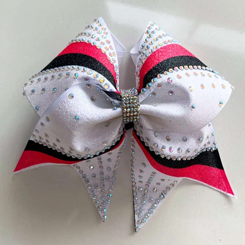 Оптовая продажа, молодежная команда, держатель для конского хвоста, подарок для Софтбола, блестящие банты со стразами