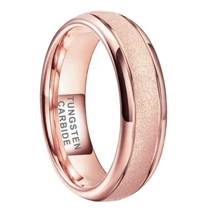 Coolstyle Jewelry 6mm in Stock Dropshipping Rose Gold Sandblasted Tungsten Ring for Women Men Fashion Engagement Wedding Band