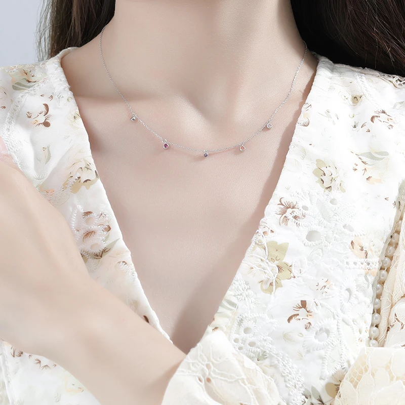 Минималистичное Трендовое ожерелье с фианитами серебро 925 пробы позолоченное цветное циркониевое колье чокер для женщин ювелирные