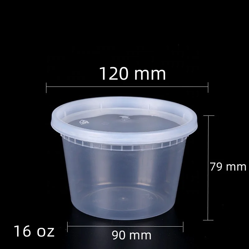 16oz 24oz 32 Oz 8oz 12oz Plastic Leak Proof Circular Food Storage ...