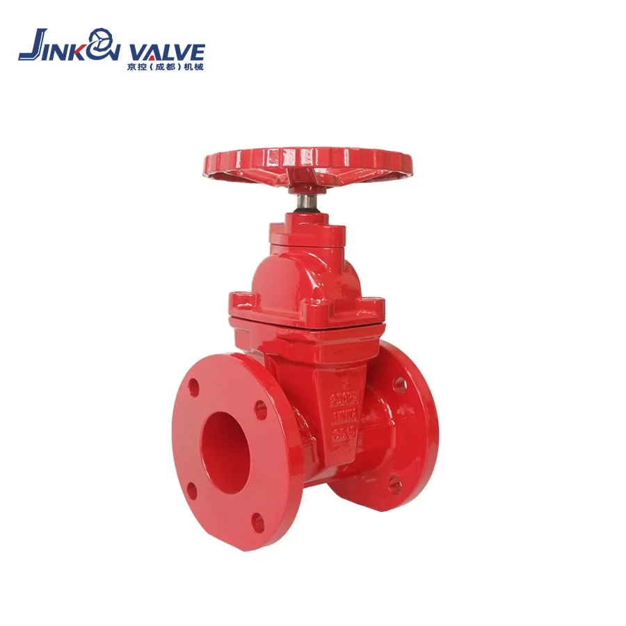 Red Coated Soft Seal Manual Gate Valve-Non-Rising Stem Flange Connection PN10/PN16 Pressure DN50-DN600 Port Size for Fire