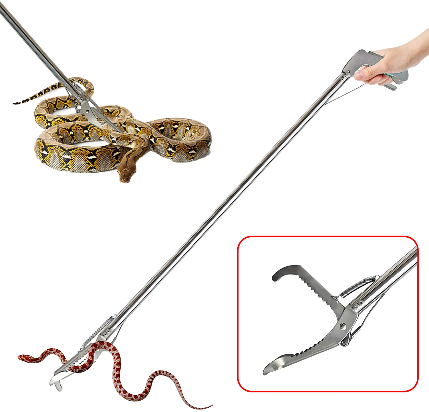New Heavy Duty 60'' Snake Stick Reptile Catcher Tongs Grabber Wide Jaw Tools
